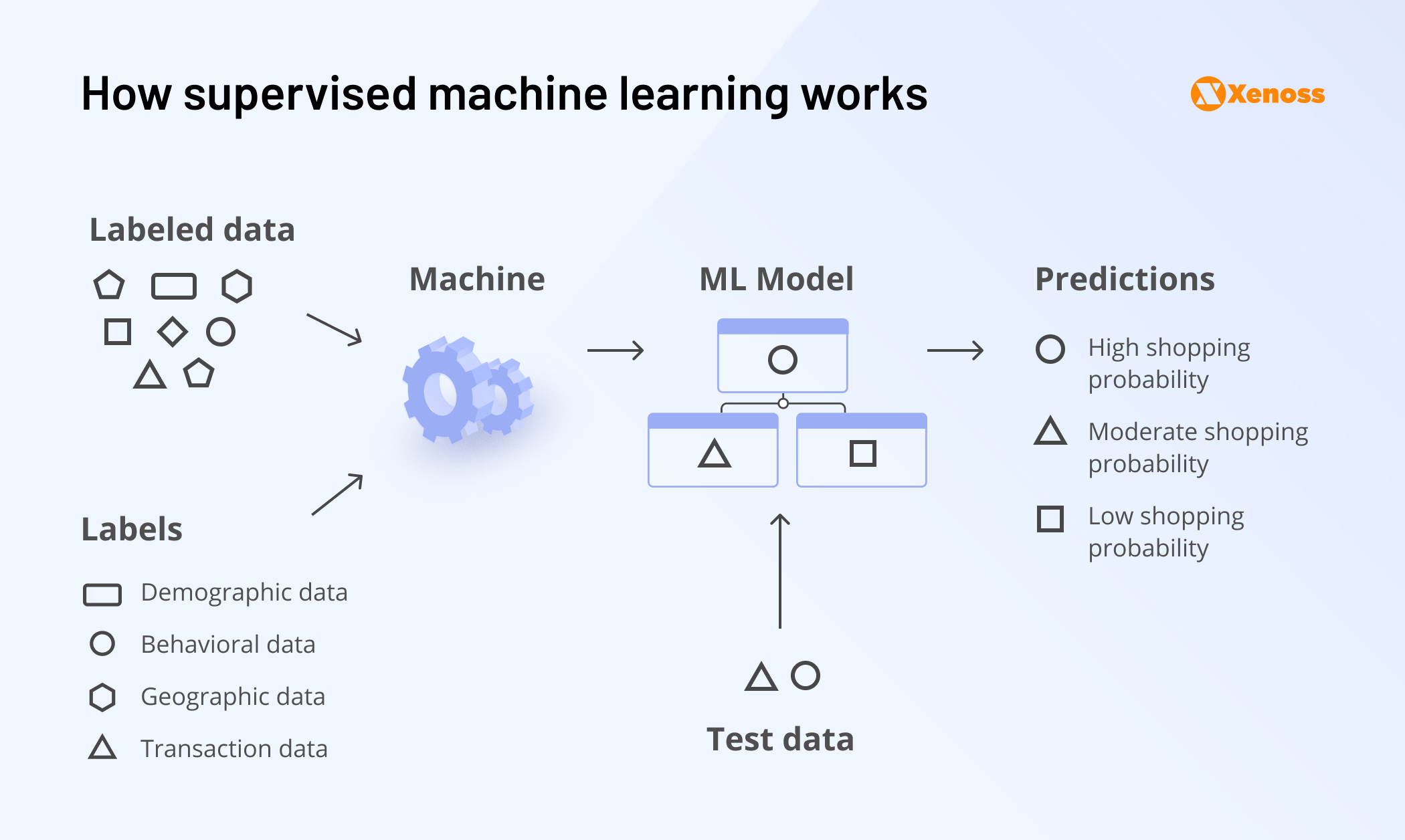 Graph representing key steps of supervised learning | Xenoss Blog