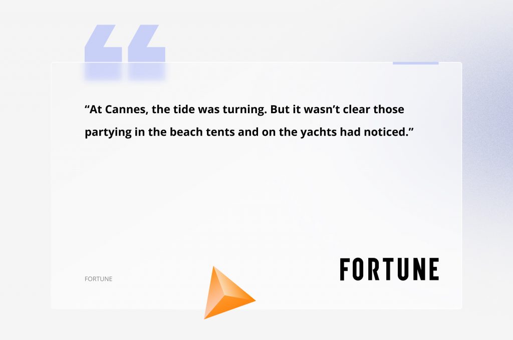 A quote from Fortune describing the increasing importance of AI and technology at Cannes 2024