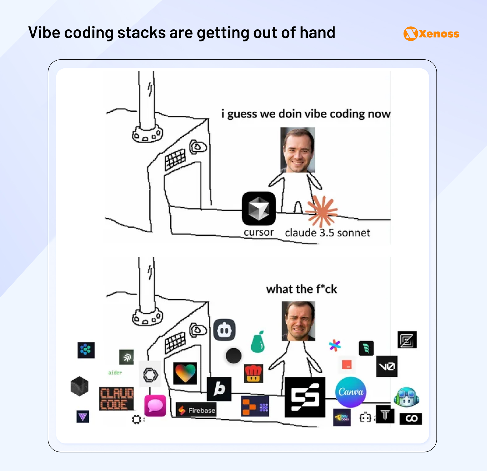 Meme showing the proliferation of vibe coding tools Meme showing the proliferation of vibe coding tools