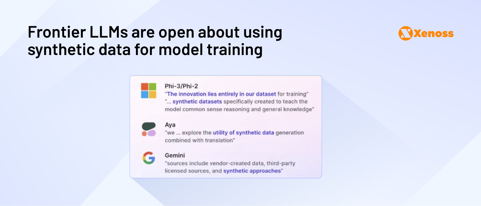 Frontier LLMs are open about using synthetic data for model training