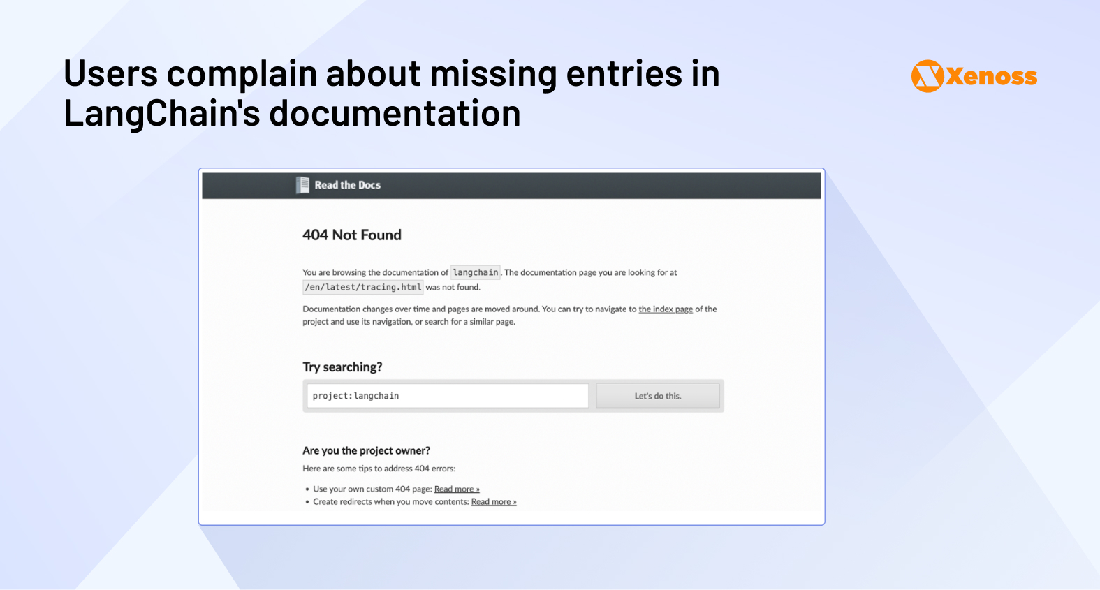 Users complain about missing entries in  LangChain's documentation