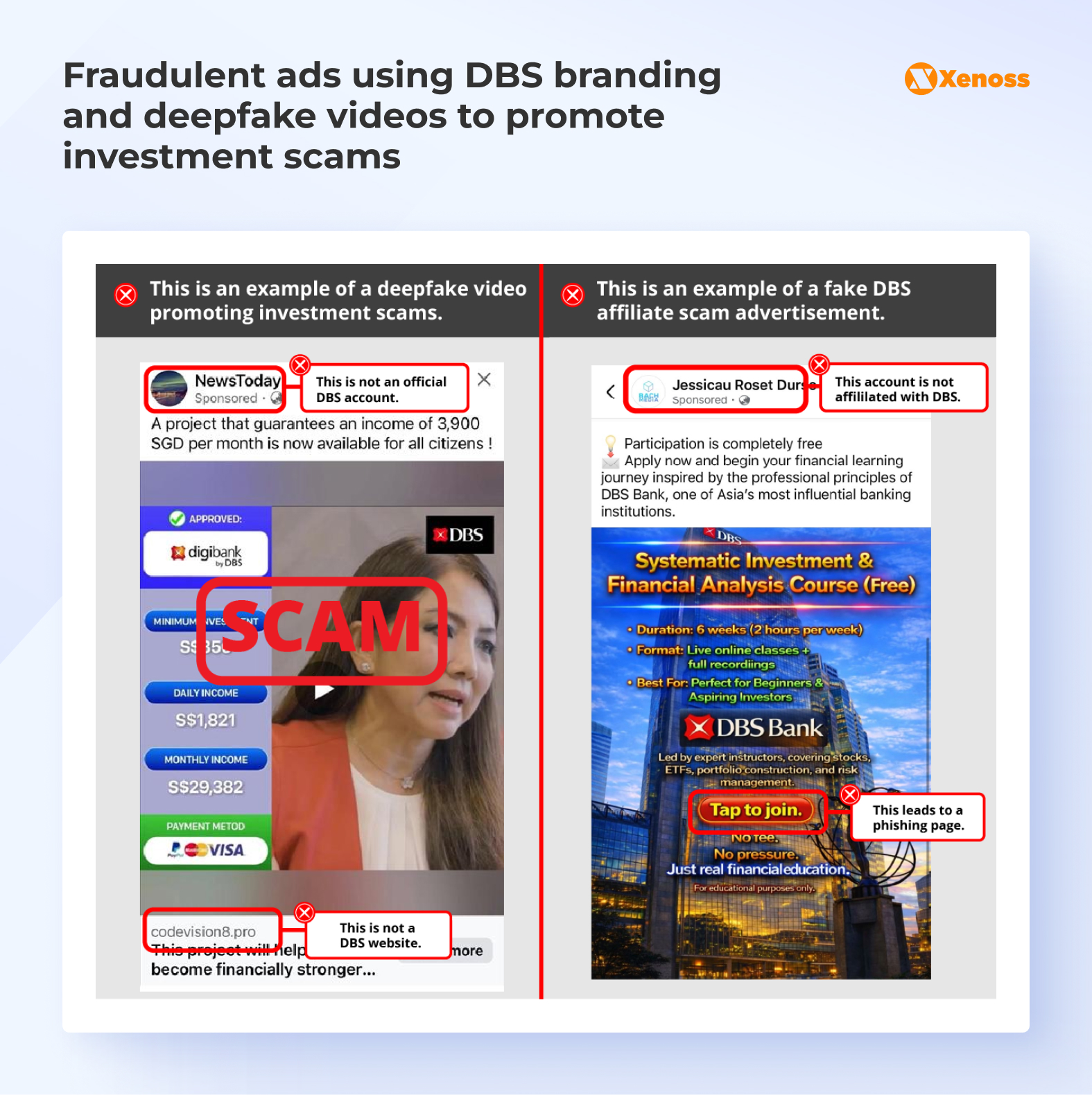 Fraudulent ads using DBS branding and deepfake videos to promote investment scams