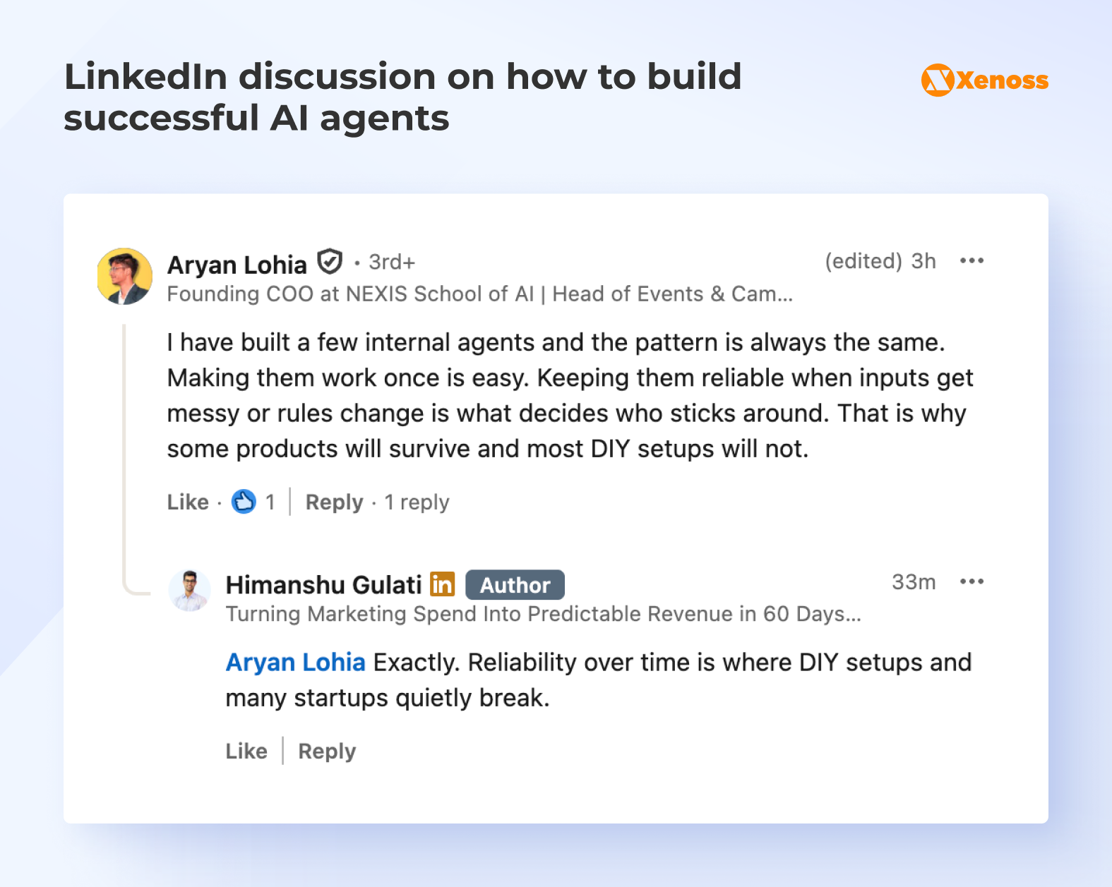 LinkedIn thread on agentic AI development